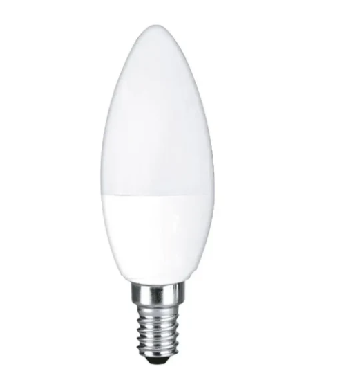 Lámpara tipo vela LED 4W base E14 luz blanca 6 500K óptica opalina